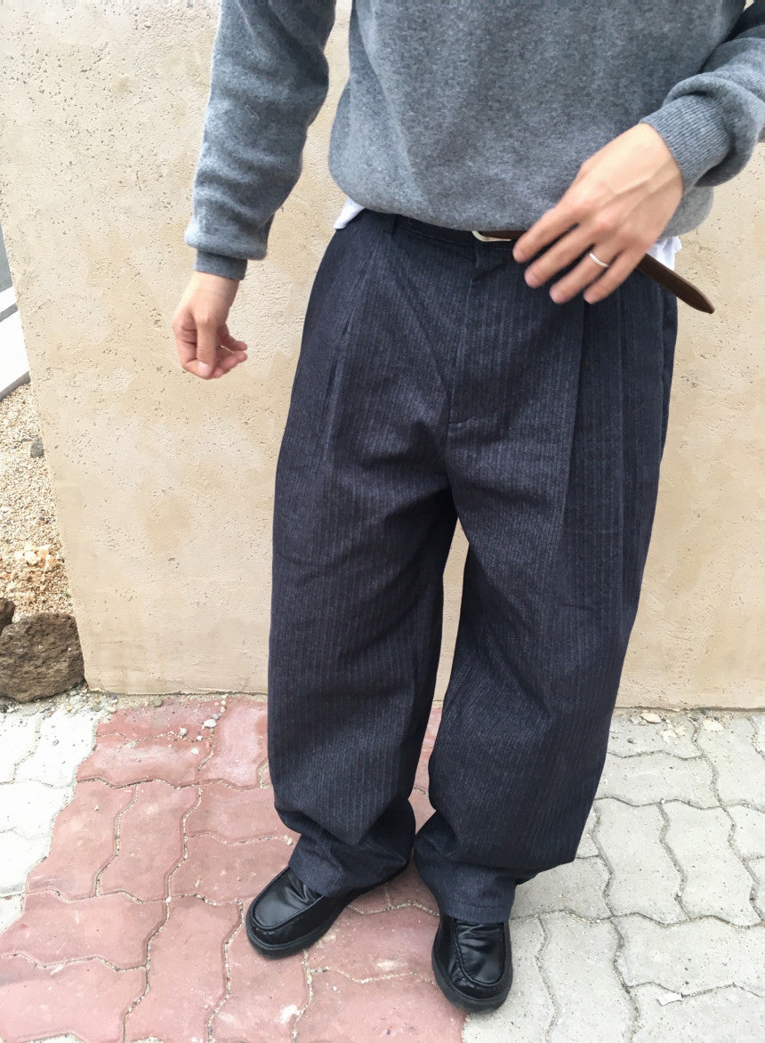 Herringbone Wide-Leg Trousers