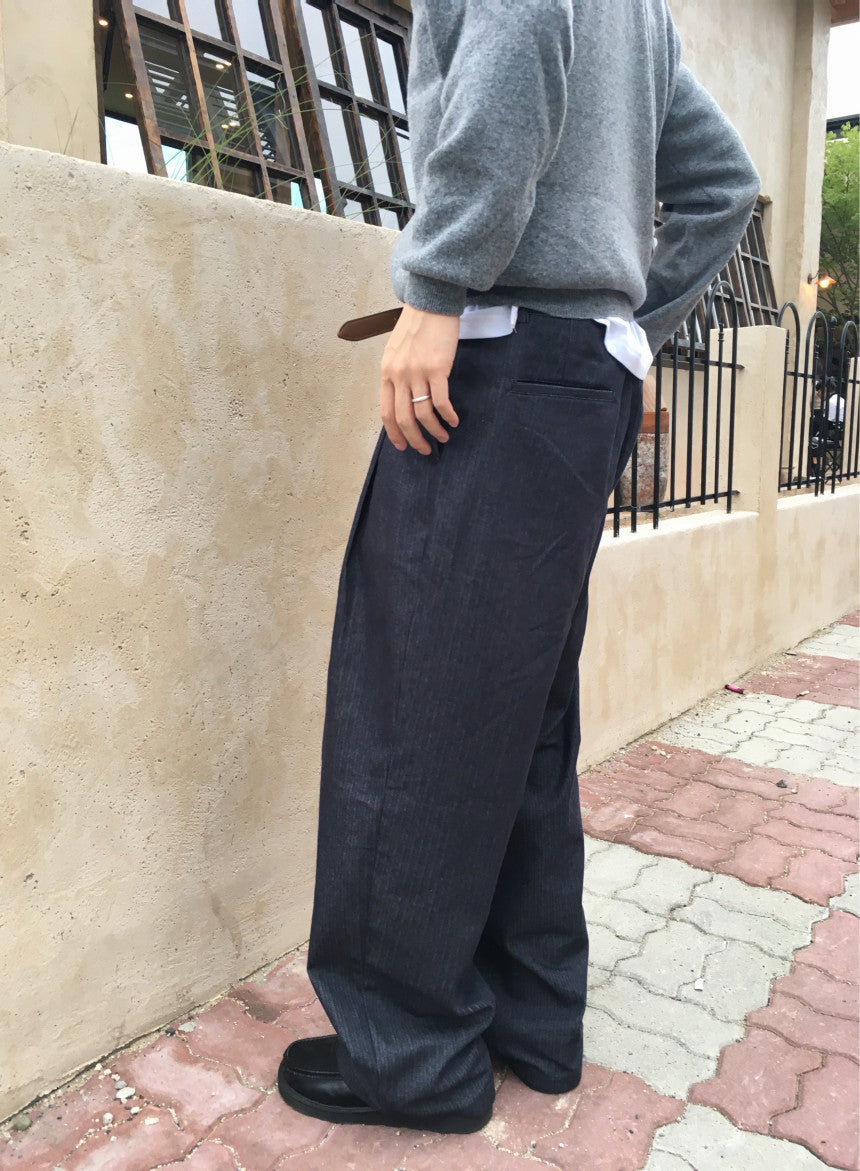 Herringbone Wide-Leg Trousers