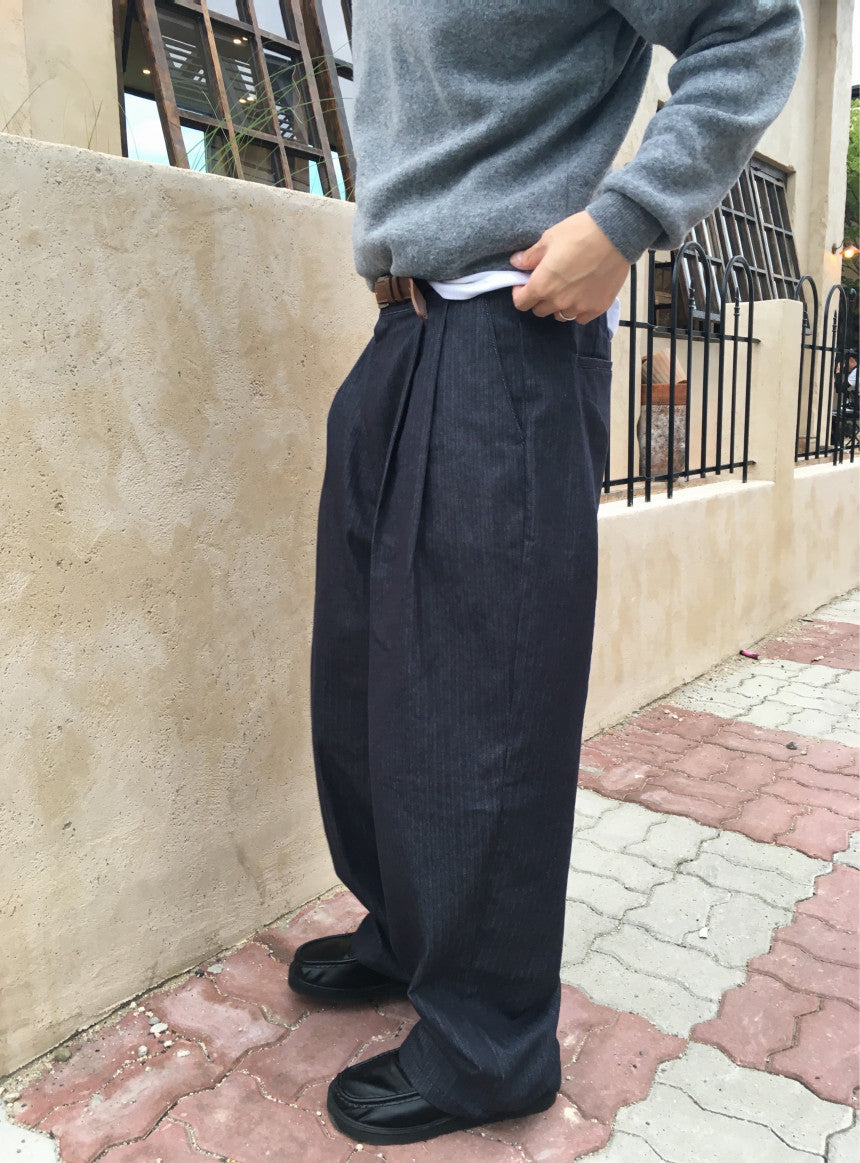 Herringbone Wide-Leg Trousers