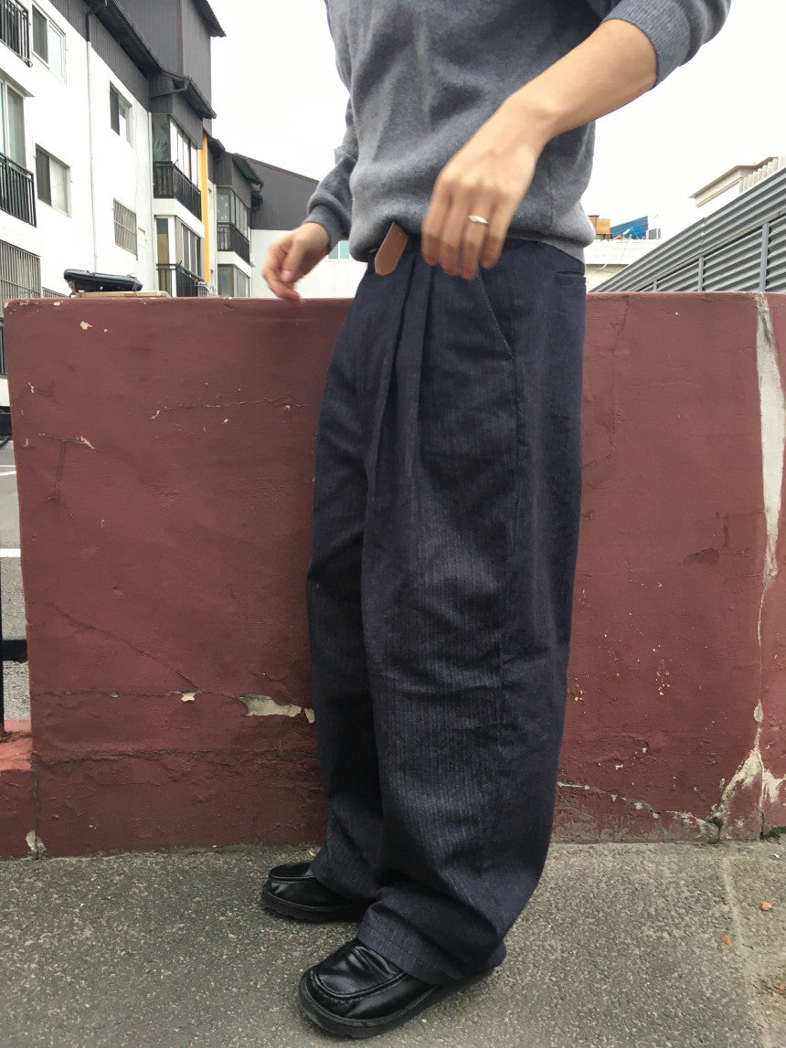 Herringbone Wide-Leg Trousers