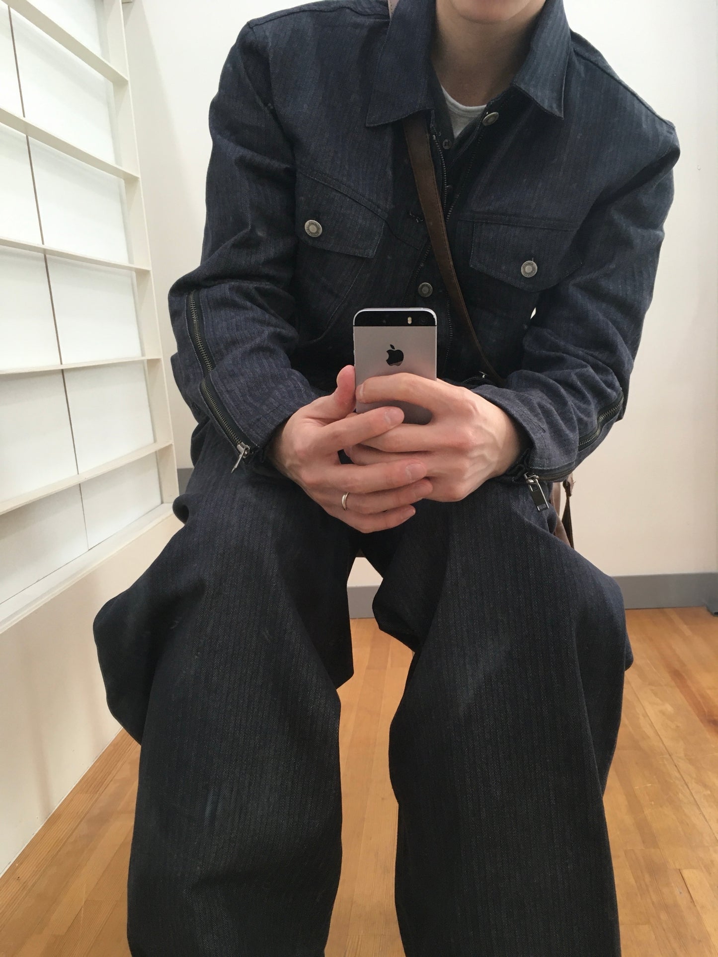 Herringbone Zip-up Trucker Jacket