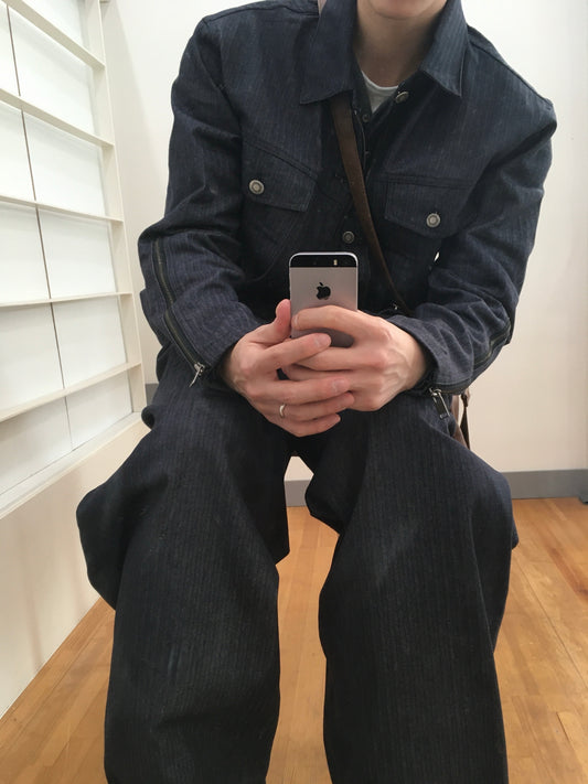Herringbone Zip-up Trucker Jacket