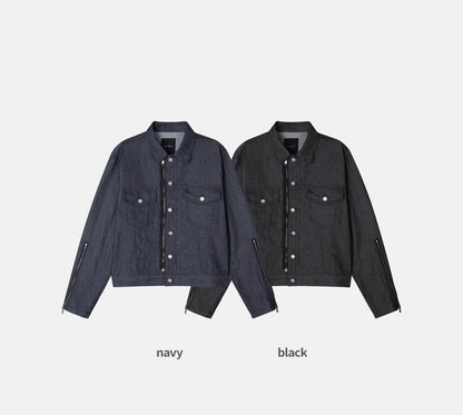 Herringbone Zip-up Trucker Jacket