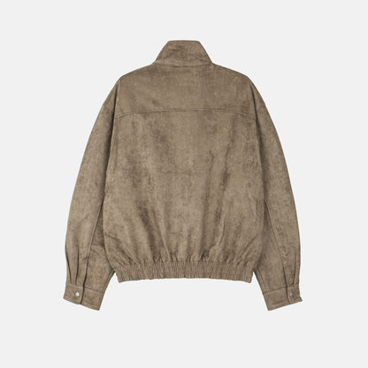 Suede Stand Collar Bomber Jacket back