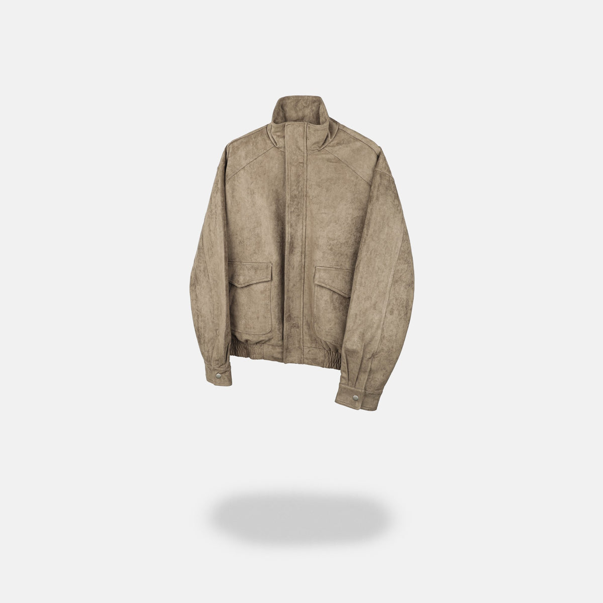 Suede Stand Collar Bomber Jacket