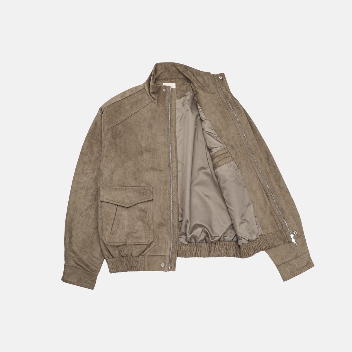 Suede Stand Collar Bomber Jacket lining