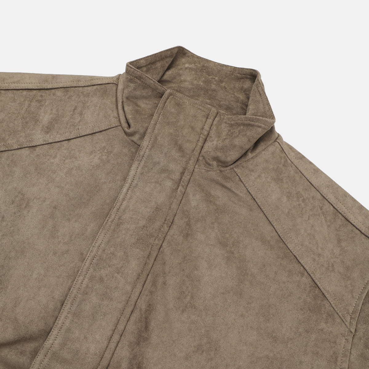 Suede Stand Collar Bomber Jacket collar detail