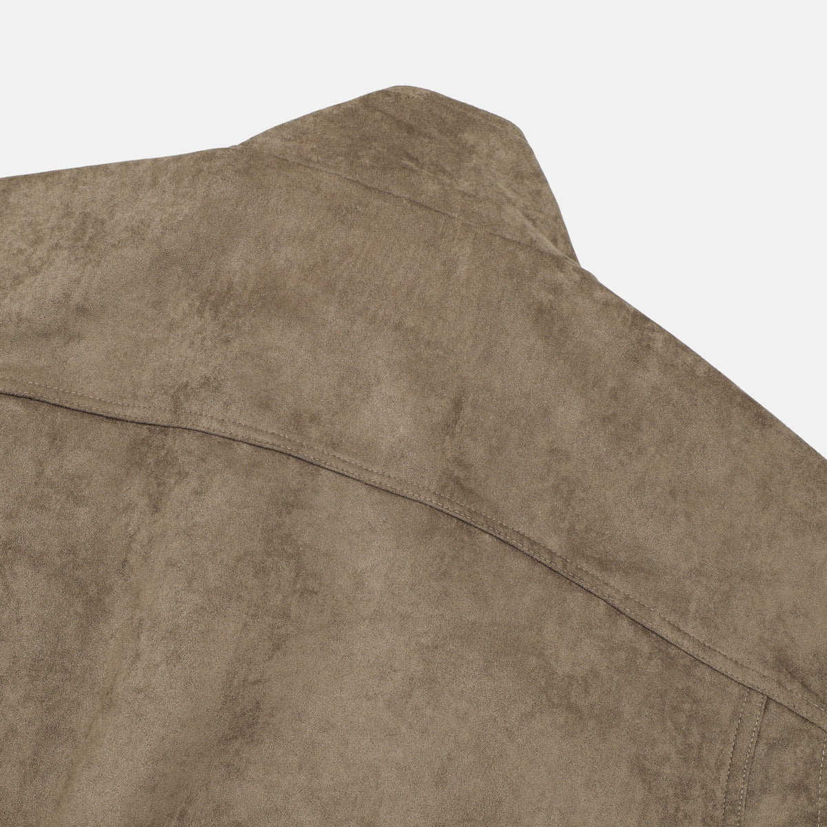 Suede Stand Collar Bomber Jacket shoulder detail