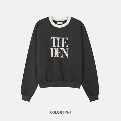 THE DEN Logo Contrast Neck Sweatshirt