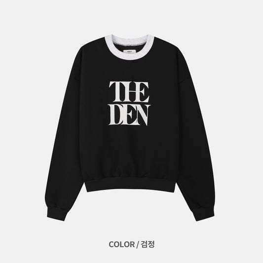 THE DEN Logo Contrast Neck Sweatshirt