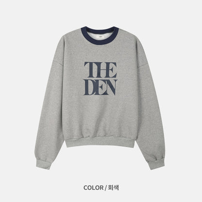 THE DEN Logo Contrast Neck Sweatshirt