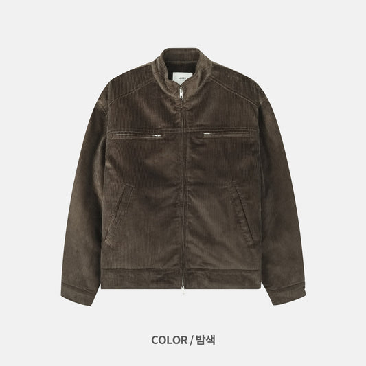 Corduroy Stand Collar Zip Blouson
