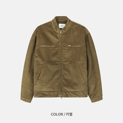 Corduroy Stand Collar Zip Blouson