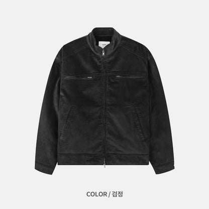 Corduroy Stand Collar Zip Blouson