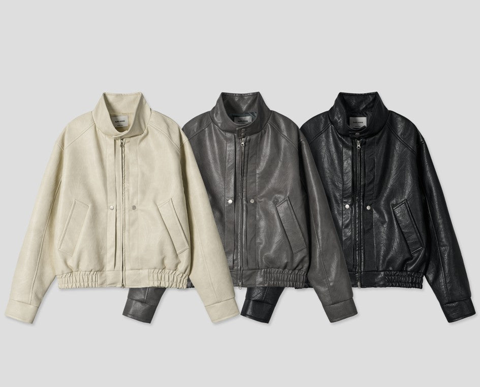 Neck Leather Jacket