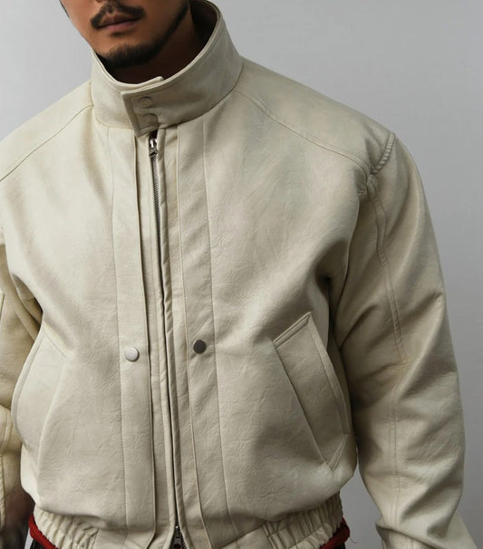 Neck Leather Jacket