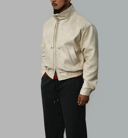 Neck Leather Jacket