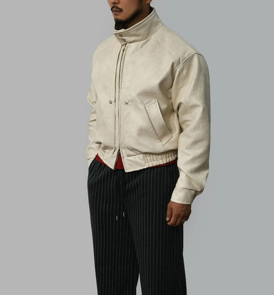 Neck Leather Jacket