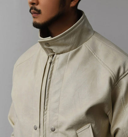 Neck Leather Jacket
