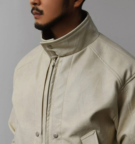 Neck Leather Jacket