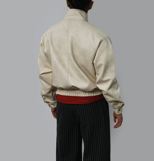 Neck Leather Jacket