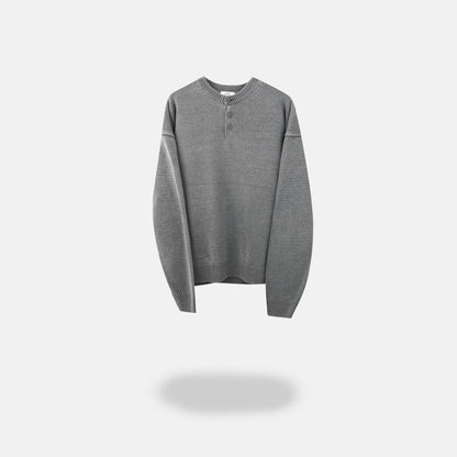 Washed Henley Neck Knit