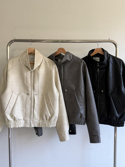 Neck Leather Jacket