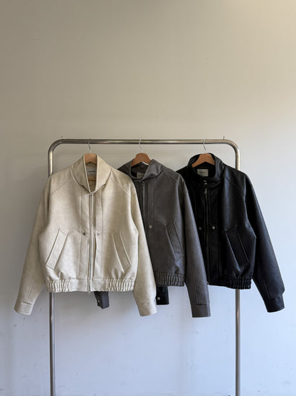 Neck Leather Jacket