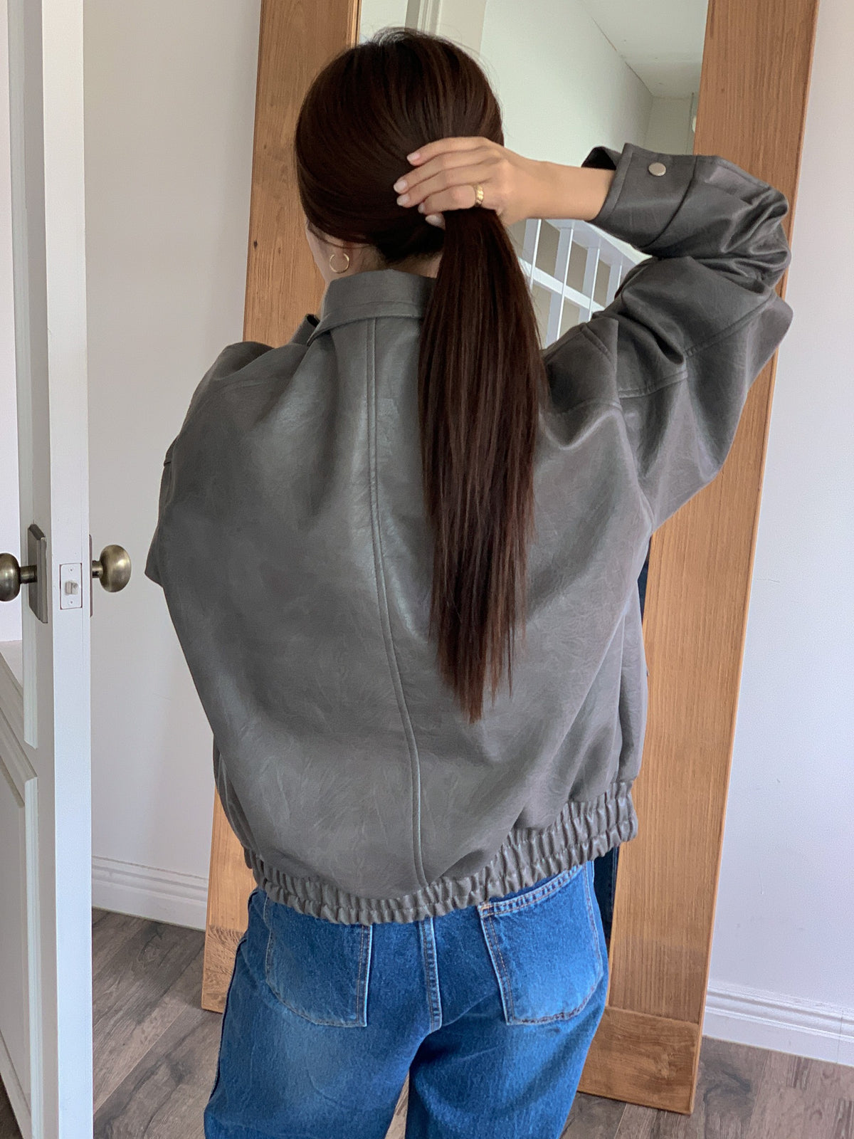 Neck Leather Jacket
