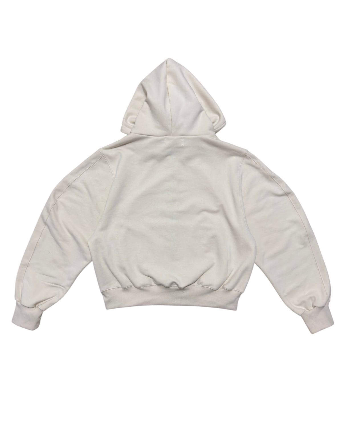 Heavy Cropped Curved Hem Zip-Up Hoodie IVORY back