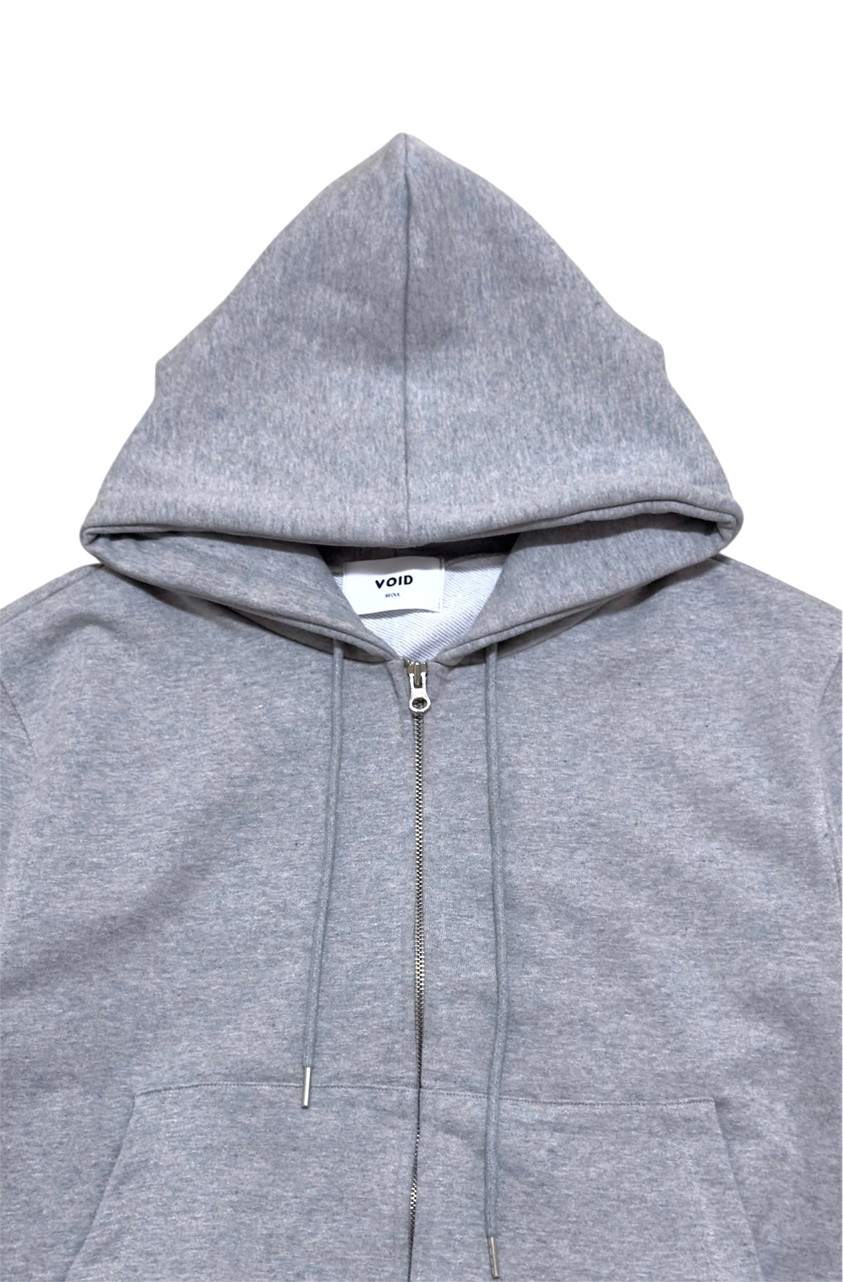 Heavy Cropped Curved Hem Zip-Up Hoodie GRAY detail