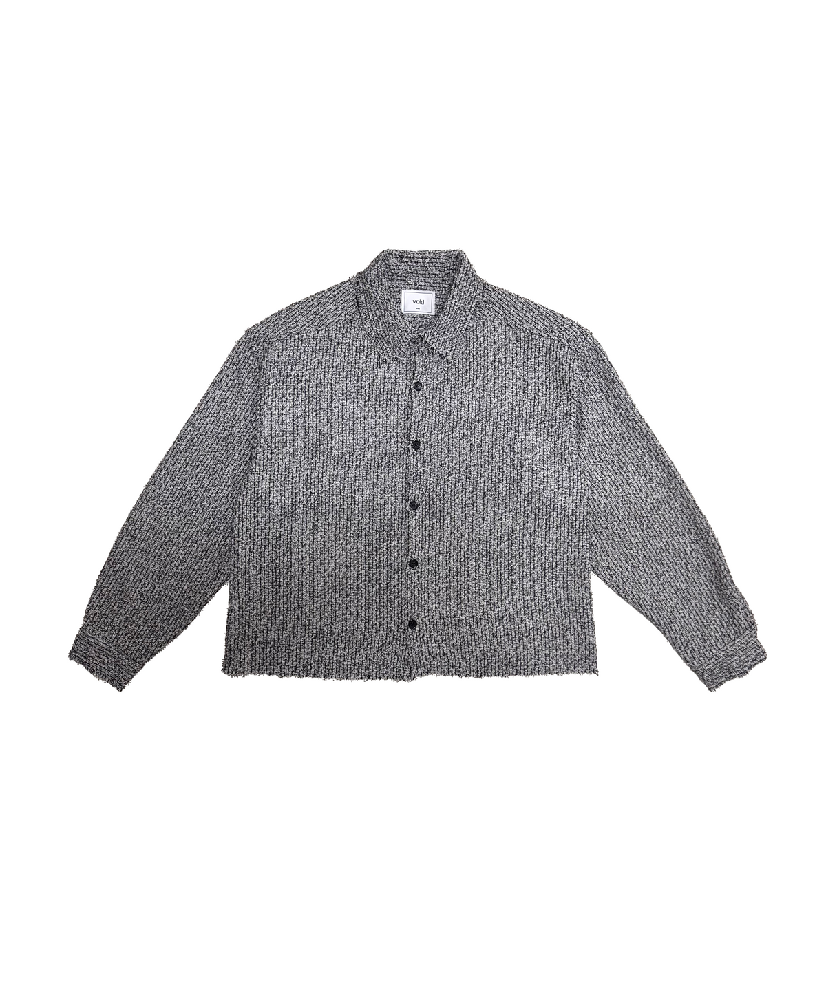 Boucle Tweed Collared Shirt Jacket GRAY front