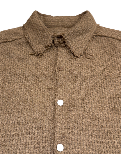 Boucle Tweed Collared Shirt Jacket BROWN detail