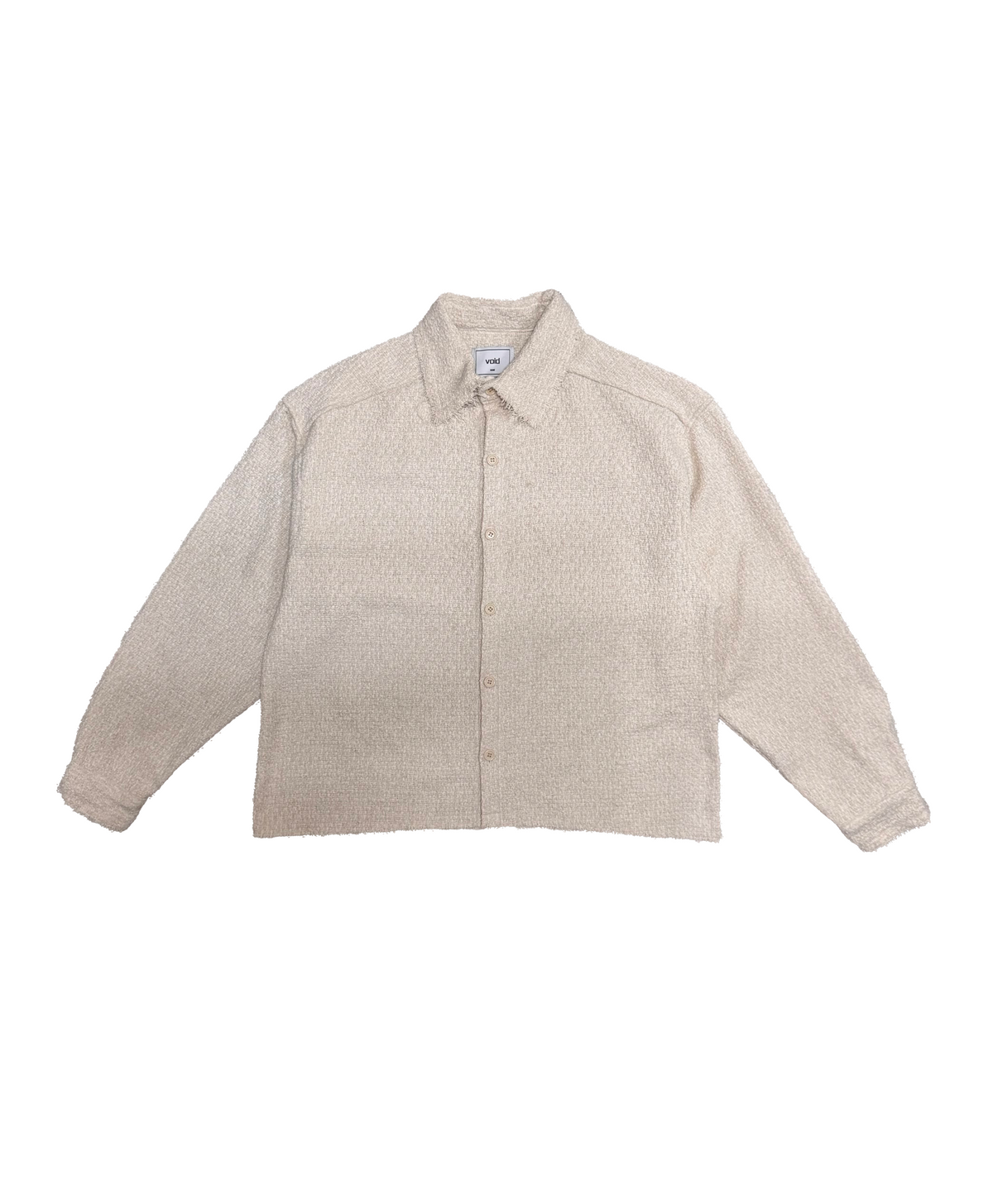 Boucle Tweed Collared Shirt Jacket IVORY front