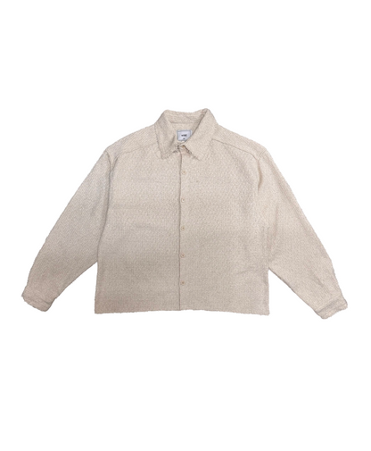 Boucle Tweed Collared Shirt Jacket IVORY front
