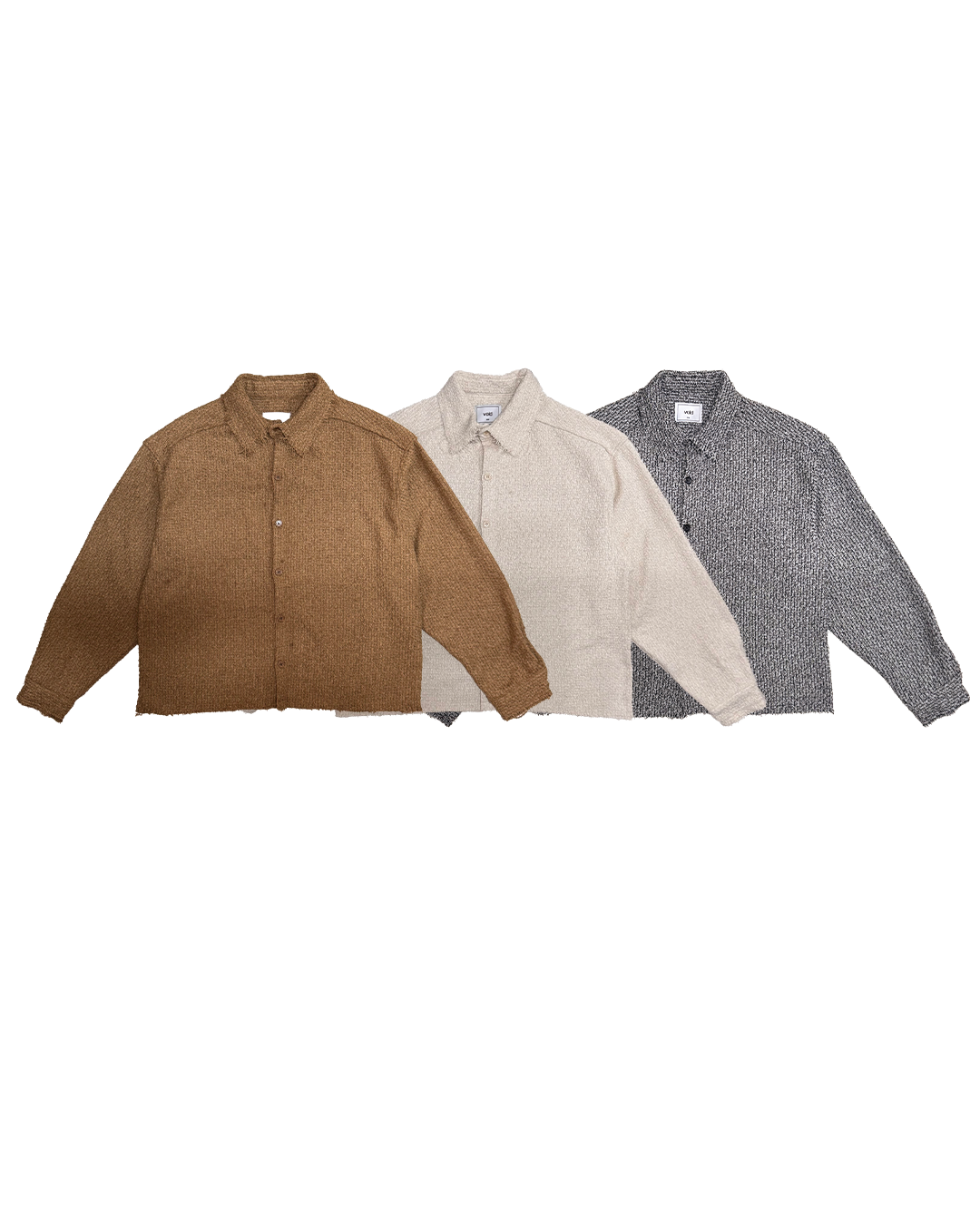 Boucle Tweed Collared Shirt Jacket group GRAY/BROWN/IVORY