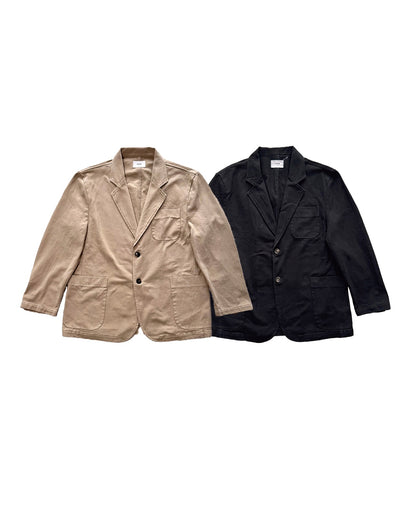 Washed Cotton Two-Button Blazer group BEIGE/BLACK