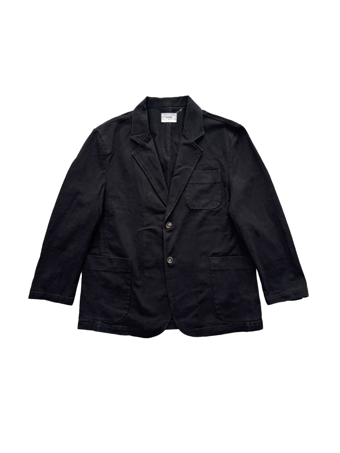 Washed Cotton Two-Button Blazer BLACK front