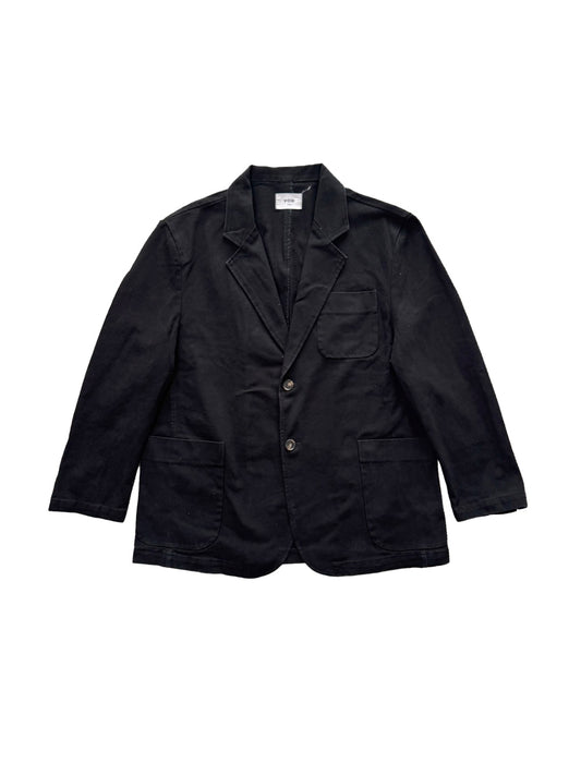 Washed Cotton Two-Button Blazer BLACK front