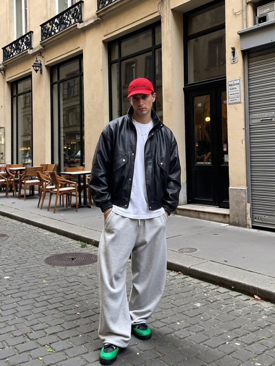 Oversized Vintage Faux Leather Blouson