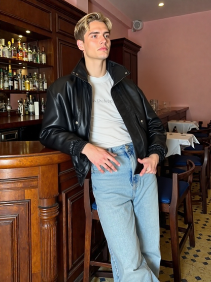 Oversized Vintage Faux Leather Blouson