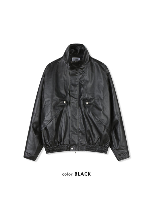 Oversized Vintage Faux Leather Blouson