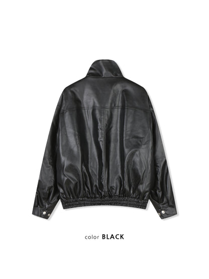 Oversized Vintage Faux Leather Blouson