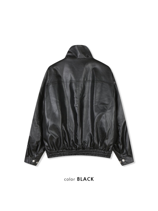 Oversized Vintage Faux Leather Blouson