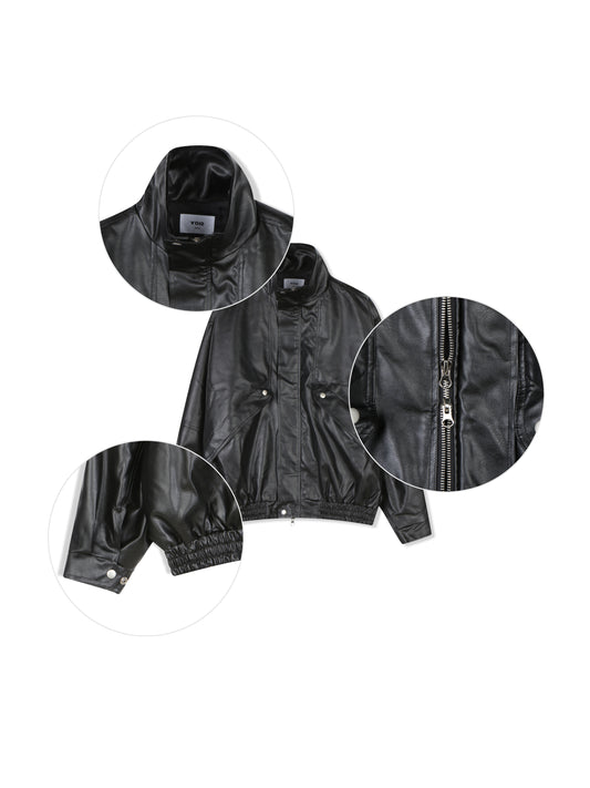 Oversized Vintage Faux Leather Blouson