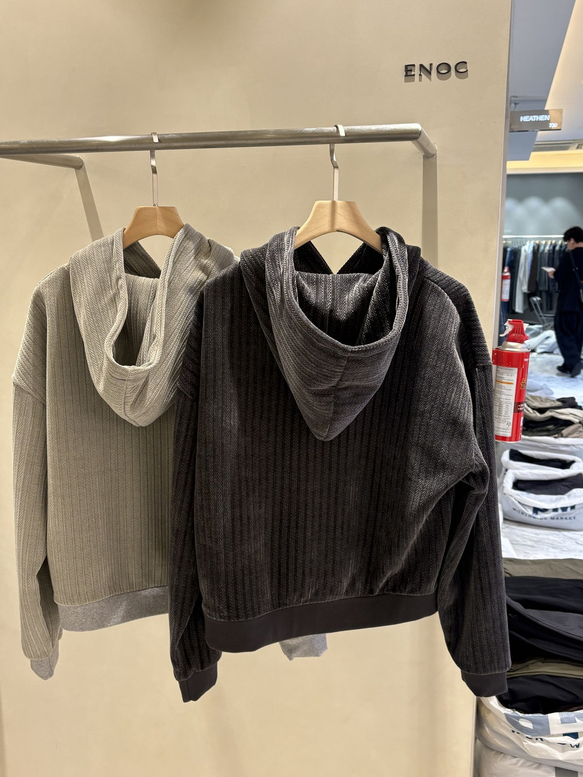 Ned Velvet Hoodie GRAY CHARCOAL back