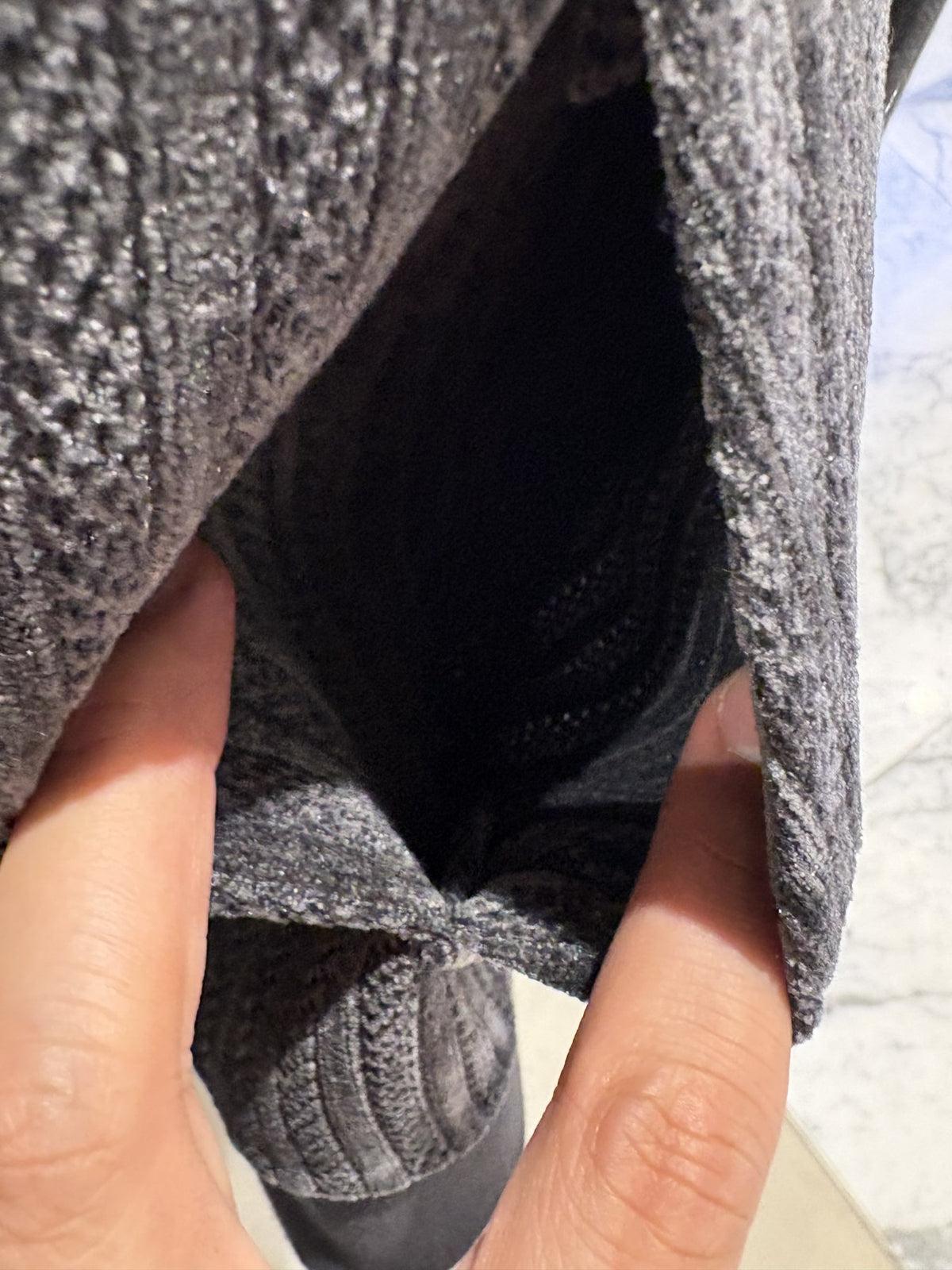Ned Velvet Hoodie CHARCOAL detail
