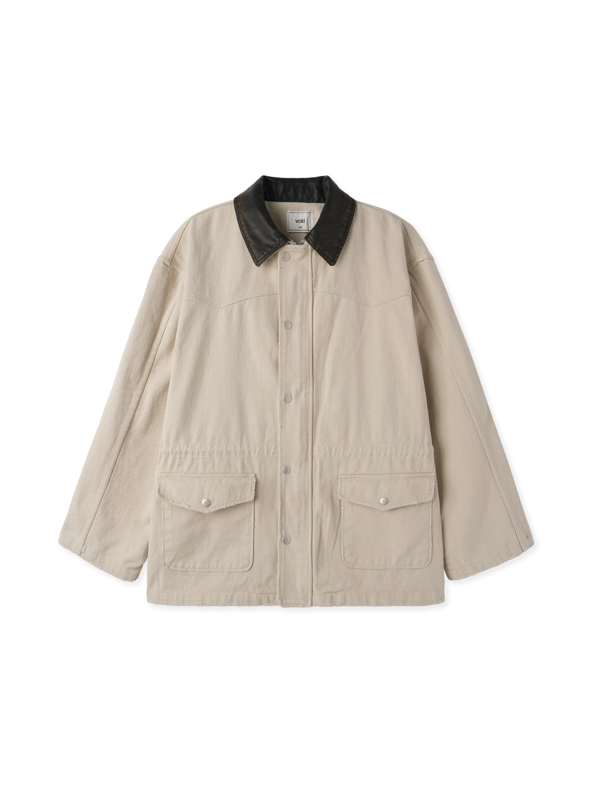 Vintage Western Faux Leather Collar Jacket BEIGE front
