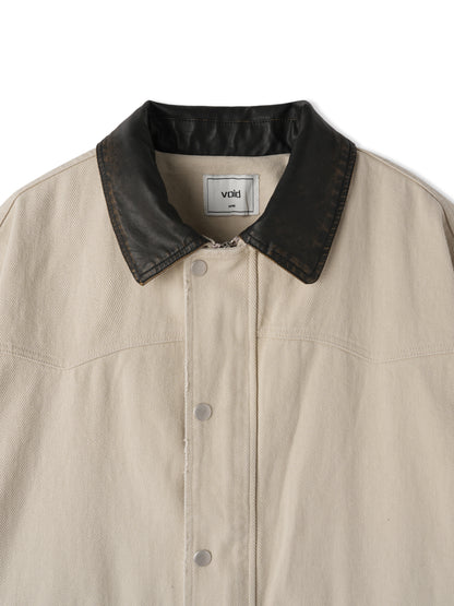 Vintage Western Faux Leather Collar Jacket collar detail