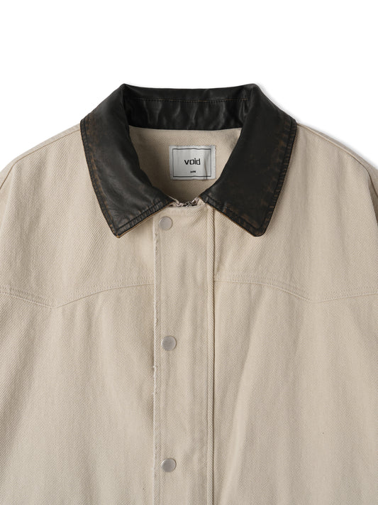 Vintage Western Faux Leather Collar Jacket collar detail